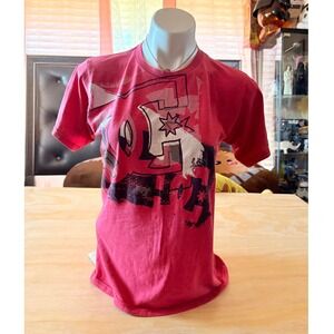 Y2K DC Shoes Womens Graphic T-Shirt Red Heather Small Skate Streetwear Logo Tee